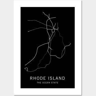 Rhode Island State Road Map Posters and Art